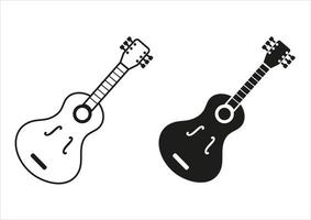 Black And White Guitar Icon Flat Design Vector