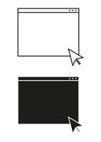 vector de diseño plano de icono de nueva pestaña en blanco y negro