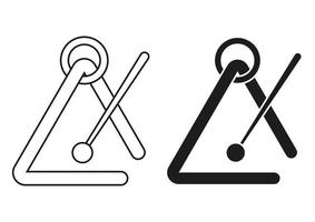 vector de diseño plano de icono de triángulo musical blanco y negro