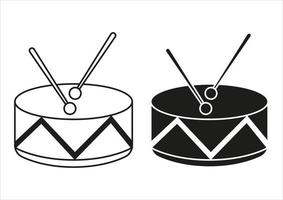 Black And White Drum Icon Flat Design Vector