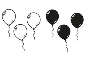 Black And White Balloons Icon Flat Design Vector