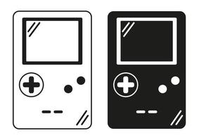 vector de diseño plano de icono de dispositivo de juego portátil en blanco y negro