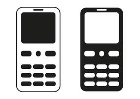 vector de diseño plano de icono de símbolo de teléfono blanco y negro