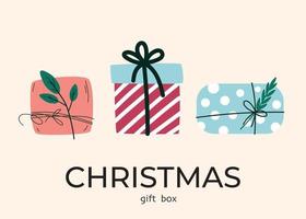 Christmas gift boxes set. vector flat holiday clipart