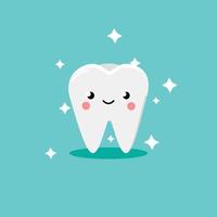 Cute tooth with smile. Healthy tooth concept vector illustration. Isolated on blue background