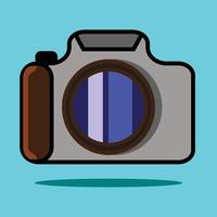 Glossy Camera icon vector on blue background