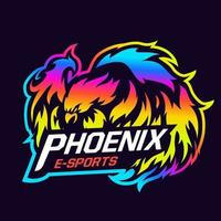 plantilla de logotipo de juego de equipo de mascota de e-sports de phoenix. mitología pájaro mascota vector ilustración logo. diseño de mascota de fénix rojo, diseño de emblema para el equipo de esports. ilustración vectorial, colorido