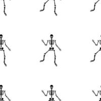 Black skeletons in various poses pattern. Halloween design. Perfect for fall, holidays, fabric, textile. Seamless repeat swatch. vector