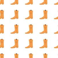 Cowboy boots with ornament seamless pattern. Wild west theme. Hand drawn colored trendy vector illustration on white background