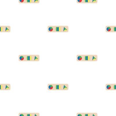 Wooden toys for kids games. Baby seamless pattern with Montessori subject. Education logic toys for preschool kids. Montessori system for early childhood development.