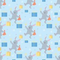 Rabbit with Christmas sparklers seamless pattern vector