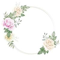corona floral acuarela con hermosa decoración floral para bodas o composición de tarjetas de felicitación vector