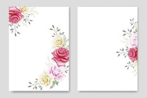 Wedding Invitation Card with Floral Rose Template vector
