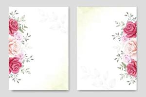 tarjeta de invitación de boda con plantilla de rosa floral vector