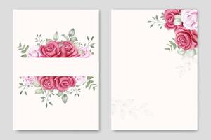 tarjeta de invitación de boda con plantilla de rosa floral vector