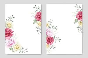 tarjeta de invitación de boda con plantilla de rosa floral vector