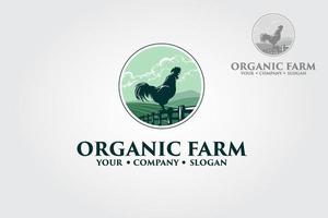 ilustración de logotipo de vector de granja orgánica. este diseño de logotipo para todos los negocios creativos. excelente plantilla de logotipo de granja de pollos y aves de corral, orgánico, ecológico y concepto único.