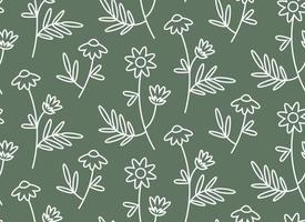 Seamless pattern with daisies. Nature texture in outline style. vector