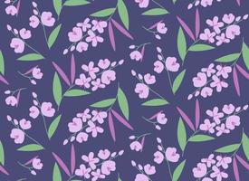 Seamless pattern with fireweed. Beautiful nature texture in flat style. vector