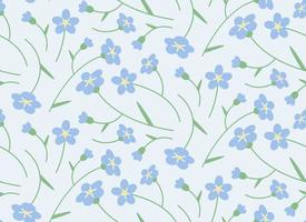 Seamless pattern with myosotis. Nature texture in flat style. vector