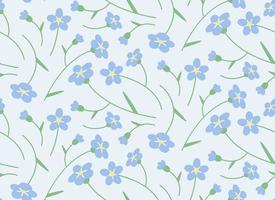 Seamless pattern with myosotis. Nature texture in flat style. vector