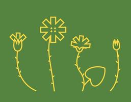 Set of mother and stepmother flowers. Wildflowers in outline style. vector