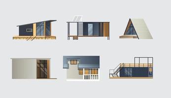 vector set with trendy little houses on grey background