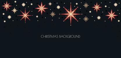 Dark Hand drawn Christmas background with Gold stars. Winter Holidays Luxury banner vector