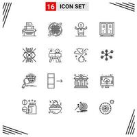 Universal Icon Symbols Group of 16 Modern Outlines of game athletics business athlete potential Editable Vector Design Elements