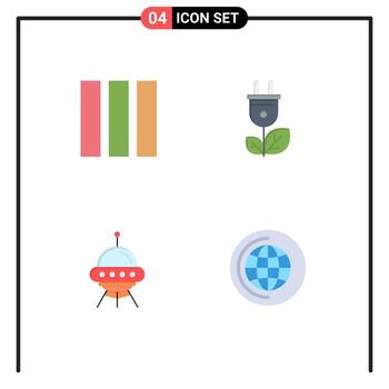 Pack of 4 Modern Flat Icons Signs and Symbols for Web Print Media such as column ship biomass power alien Editable Vector Design Elements