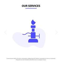 Our Services Fire Lab Light Science Torch Solid Glyph Icon Web card Template vector