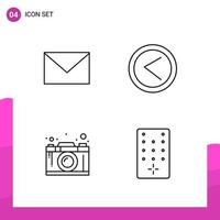 Outline Icon set Pack of 4 Line Icons isolated on White Background for responsive Website Design Print and Mobile Applications Creative Black Icon vector background