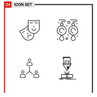 4 General Icons for website design print and mobile apps 4 Outline Symbols Signs Isolated on White Background 4 Icon Pack vector