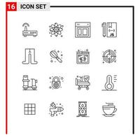 16 iconos creativos signos y símbolos modernos de programación desarrollar diseño codificación sitio web elementos de diseño vectorial editables vector
