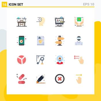paquete de líneas vectoriales editables de 16 colores planos simples de productos de cheque producto premium de computadora paquete editable de la mejor calidad de elementos creativos de diseño vectorial vector
