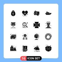 16 Universal Solid Glyphs Set for Web and Mobile Applications director yacht passboard vessel boat Editable Vector Design Elements