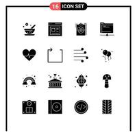 Modern Set of 16 Solid Glyphs Pictograph of remote database business data work Editable Vector Design Elements