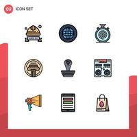 Universal Icon Symbols Group of 9 Modern Filledline Flat Colors of typewriter printer help slow flow Editable Vector Design Elements