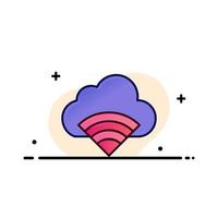 conexión en la nube señal wifi negocio línea plana icono lleno vector plantilla de banner