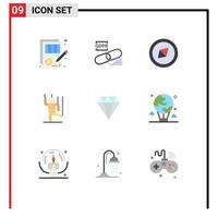 User Interface Pack of 9 Basic Flat Colors of manipulation human secure control symbol Editable Vector Design Elements