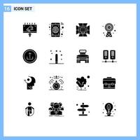 16 Universal Solid Glyph Signs Symbols of application energy illumination ecologic softbox Editable Vector Design Elements