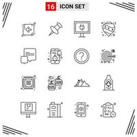 16 Icons Line Style Grid Based Creative Outline Symbols for Website Design Simple Line Icon Signs Isolated on White Background 16 Icon Set Creative Black Icon vector background