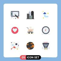 Set of 9 Modern UI Icons Symbols Signs for alarm wifi left cart cack Editable Vector Design Elements