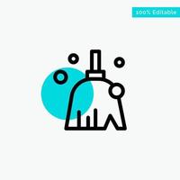 Broom Clean Cleaning Sweep turquoise highlight circle point Vector icon