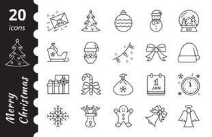 conjunto de iconos de vector lineal de navidad. símbolos de línea simple.