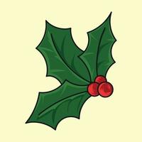 Christmas Cherry and Leaf Vector