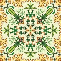 Square symmetrical pattern background mandala with natural green botanical theme vector background. Isolated wallpaper tile for greeting card, fabric print, and other purposes.