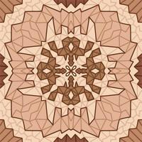 Earth toned symmetrical mandala background. Vector earthquake brown themed wallpaper with square shaped template. Cartoon styled clean line art and flat colored symmetrical wallpaper backdrop isolated