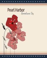 Red bright poppy flower, Vector doodle banner for Pearl Harbor Remembrance Day