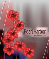 Red bright poppy flower, Vector doodle banner for Pearl Harbor Remembrance Day